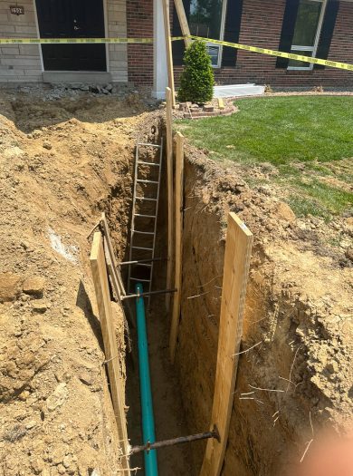 A trench is being dug for the foundation of a house.